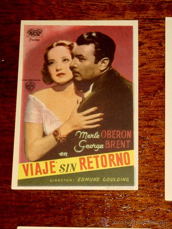 Folhetos de m&atilde;o de filmes antigos de cinema: ANTIGUO PROGRAMA DE CINE VIAJE SIN RETORNO - SIN PUBLICIDAD.