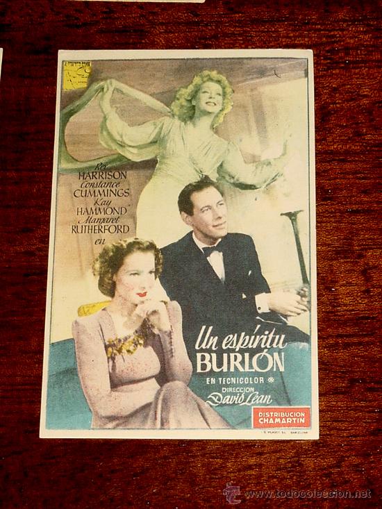 Cine: ANTIGUO PROGRAMA DE CINE UN ESPIRITU BURLON - SIN PUBLICIDAD. - Foto 1