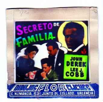 Folhetos de m&atilde;o de filmes antigos de cinema: CELULOIDE. CINE. DIBUJOS FLOR CLICHES. VALENCIA. Secreto de familia. Derek y cobb