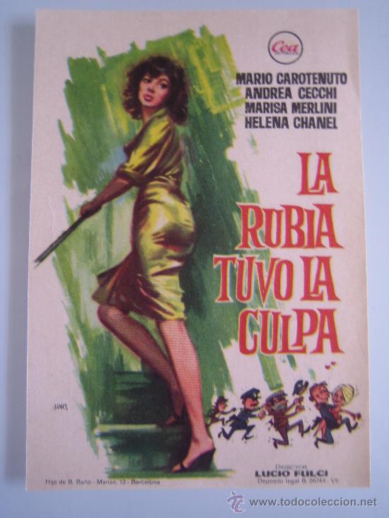 Folhetos de m&atilde;o de filmes antigos de cinema: la rubia tuvo la culpa lucio fulci cea - folleto de mano original estreno