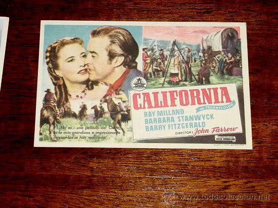 Folhetos de m&atilde;o de filmes antigos de cinema: ANTIGUO PROGRAMA DE CINE CALIFORNIA - CON PUBLICIDAD DE CINE RIALTO.