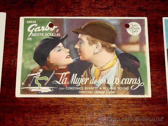 Folhetos de m&atilde;o de filmes antigos de cinema: ANTIGUO PROGRAMA DE CINE LA MUJER DE LAS DOS CARAS - CON PUBLICIDAD DE CINE QUIROGA - TIENE DOS AGUJ