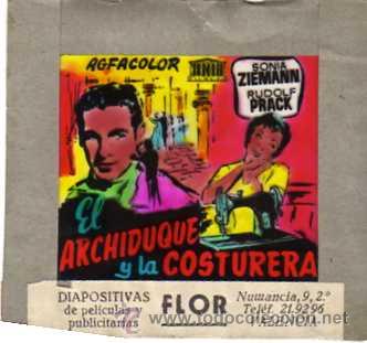 Folhetos de m&atilde;o de filmes antigos de cinema: CELULOIDE. CINE. DIBUJOS FLOR CLICHES. VALENCIA. El archiduque y la costurera. Zeimman.