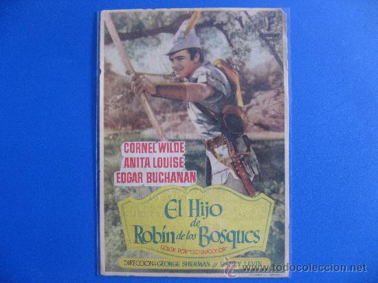 Cine: PROGRAMA DE MANO,EL HIJO DE ROBIN DE LOS BOSQUES. PUBLICIDAD AL DORSO. - Foto 1