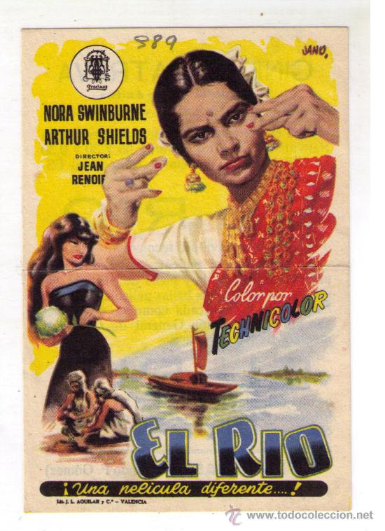 Flyers Publicitaires de Films Anciens: PROGRAMA DE CINE - EL RIO - NORA SWINBURNE - A&Ntilde;O 1.951 - CON PUBLICIDAD