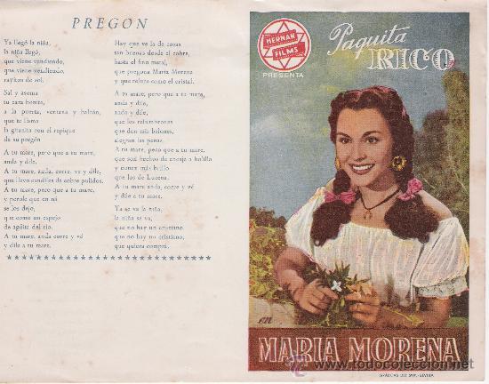 Cine: Mar&iacute;a Morena.Doble programa cancionero de Hernan films. - Foto 1