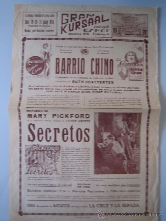 Flyers Publicitaires de Films Anciens: barrio chino secretos - folleto de mano local cine kursaal mayo1934