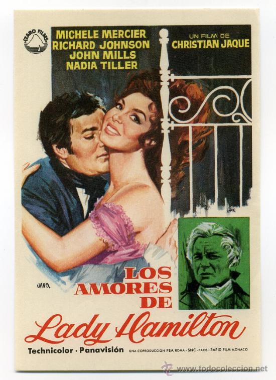 Foglietti di film di film antichi di cinema: LOS AMORES DE LADY HAMILTON, con Michelle Mercier.