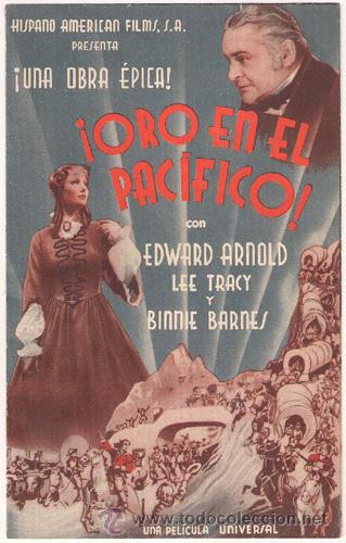 Cine: PTCC 434 ORO EN EL PACIFICO PROGRAMA DOBLE UNIVERSAL EDWARD ARNOLD LEE TRACY - Foto 1