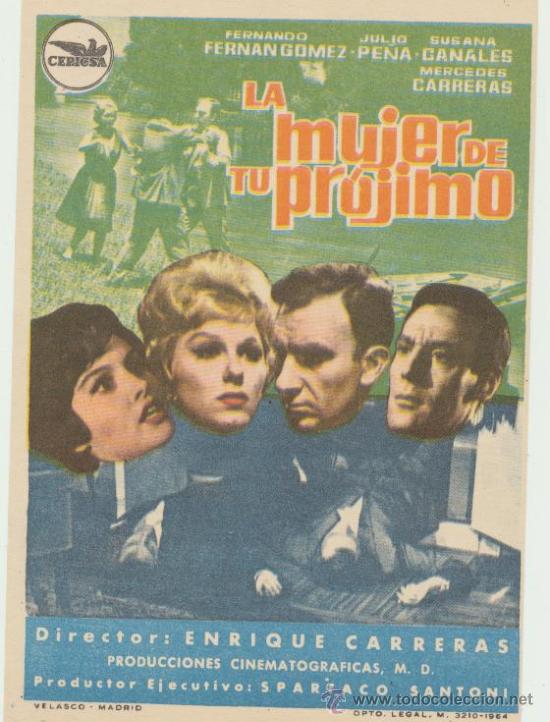 Cine: La mujer de tu pr&oacute;jimo. Sencillo de Cepicsa. - Foto 1