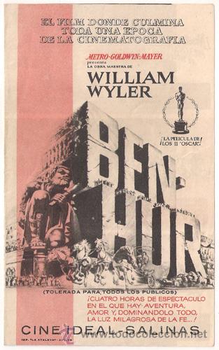 Cine: PTCC 325 BEN HUR PROGRAMA DOBLE MGM CHARLTON HESTON - Foto 1