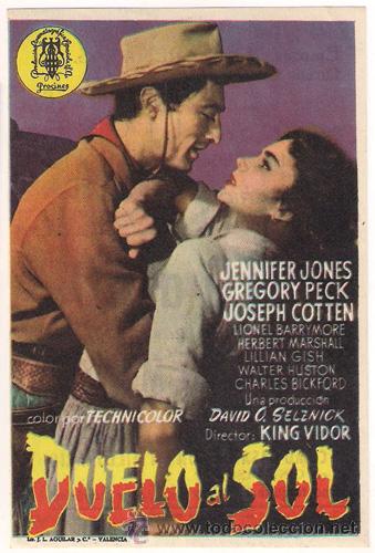 Cine: PTCC 324 DUELO AL SOL PROGRAMA SENCILLO PROCINES GREGORY PECK JENNIFER JONES raro - Foto 1