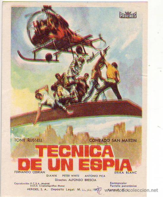 Flyers Publicitaires de Films Anciens: tecnica de un espia - tony russell - conrado san martin