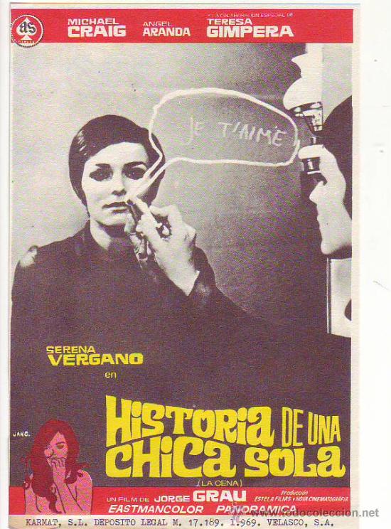 Flyers Publicitaires de Films Anciens: historia de una chica sola - michael craig - angel aranda - teresa gimpera