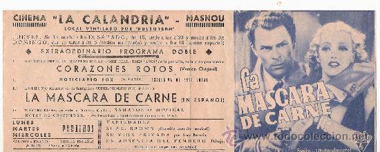 Foglietti di film di film antichi di cinema: 368--la mascara de carne