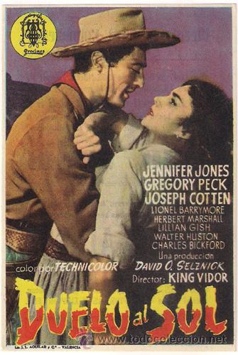 Cine: PTCC 325 DUELO AL SOL PROGRAMA SENCILLO PROCINES GREGORY PECK JENNIFER JONES raro - Foto 1