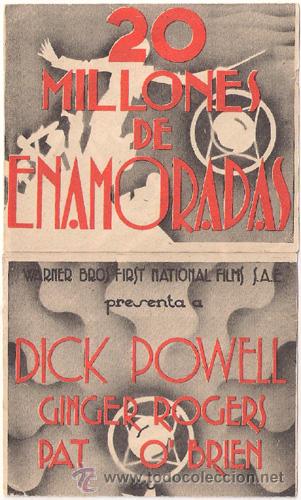 Cine: PTCC 414 20 MILLONES DE ENAMORADAS PROGRAMA DOBLE WARNER DICK POWELL GINGER ROGERS - Foto 1