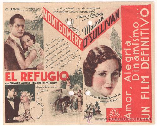 Cine: PTCC 511 EL REFUGIO PROGRAMA DOBLE MGM MAUREEN OSULLIVAN ROBERT MONTGOMERY - Foto 2