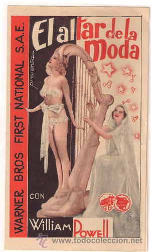 Cine: PTCC 321 EL ALTAR DE LA MODA PROGRAMA DOBLE WARNER WILLIAM POWELL BETTE DAVIS - Foto 1