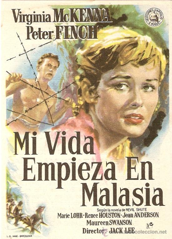  Flyers Publicitaires de films Anciens: MI VIDA EMPIEZA EN MALASIA - VIRGINIA MCKENNA, PETER FINCH - JACK LEE - CINE TEATRO PRINCIPAL CINEMA