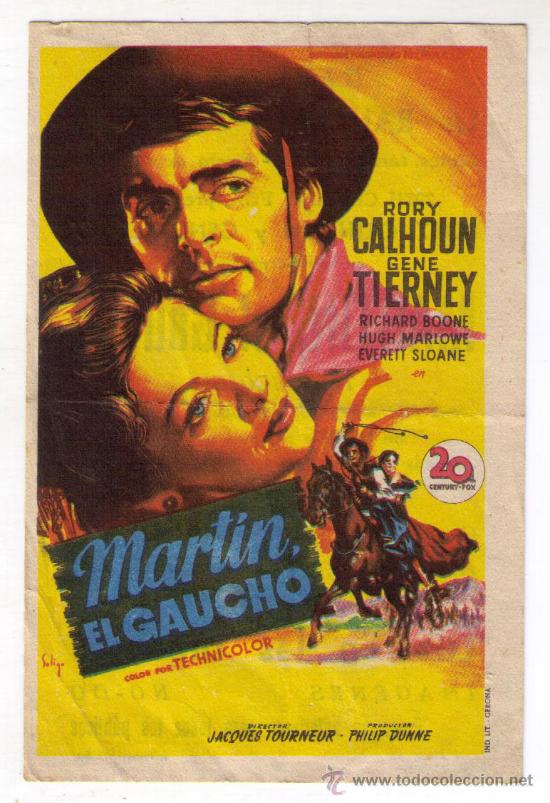 Cinema: MARTIN, EL GAUCHO - RORY CALHOUN - 1952 - PUBLICIDAD EN CINEMAS LA RAMBLA Y PRINCIPAL