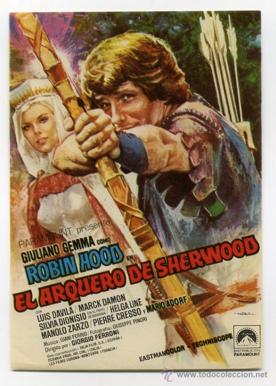 Foglietti di film di film antichi di cinema: EL ARQUERO DE SHERWOOD, con Giuliano Gemma.