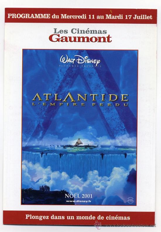 Foglietti di film di film antichi di cinema: ATLANTIDE, prod. Walt Disney..