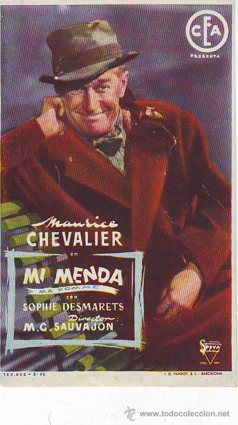 Flyers Publicitaires de Films Anciens: Mi menda ma romme - maurice chevalier