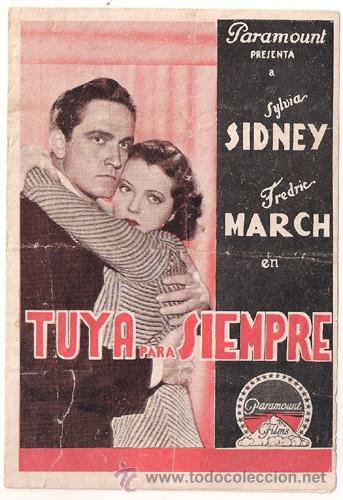 Cine: PTCC 513 TUYA PARA SIEMPRE PROGRAMA DOBLE PARAMOUNT SYLVIA SIDNEY FREDRIC MARCH - Foto 1