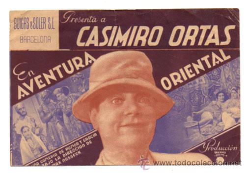 Foglietti di film di film antichi di cinema: AVENTURA ORIENTAL. CASIMIRO ORTAS. SALA EDISON, FIGUERES. 1936. PROGRAMA DOBLE.