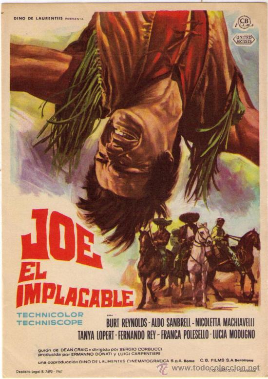 Cine: JOE EL IMPLACABLE - BURT REYNOLDS  - A&Ntilde;O 1.966 - SIN PUBLICIDAD - Foto 1
