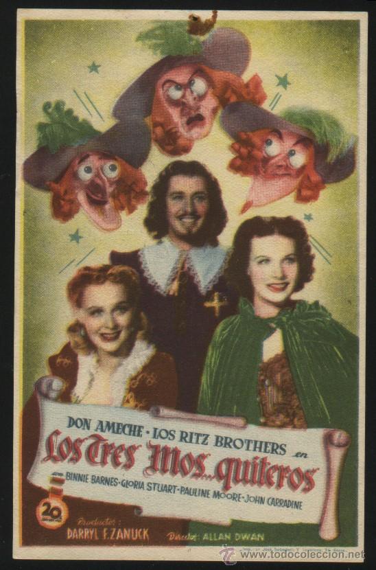  Flyers Publicitaires de films Anciens: P-2052- LOS TRES MOS...QUITEROS (The Three Musketeers) Don Ameche - The Ritz Brothers