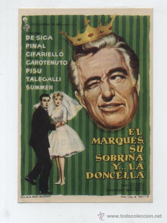 Cine: El Marqu&eacute;s,su sobrina y...la doncella. Sencillo de Columbia. Meridiana 1960.  &iexcl;IMPECABLE!