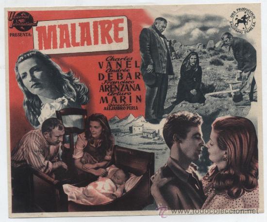 Flyers Publicitaires de Films Anciens: Malaire. Sencillo grande de Universal International.