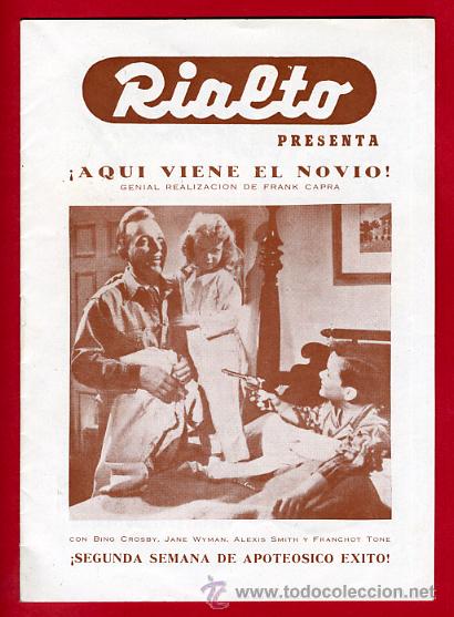 Cine: CARTELERA DE CINE RIALTO, VALENCIA , AQUI VIENE EL NOVIO , ORIGINAL , R8