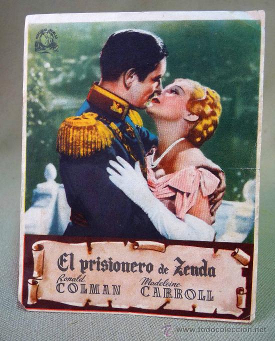 Cine: PROGRAMA DE CINE, FOLLETO DE MANO, EL PRISIONERO DE ZENDA, RONALD COLMAN, MADELEINE CARROL