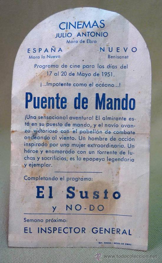 Cine: PROGRAMA DE CINE, FOLLETO DE MANO, PUENTE DE MANDO, GARY COOPER, WARNER BROS - Foto 2