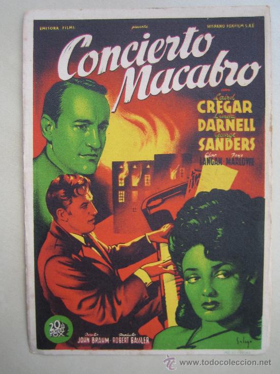 Cine: concierto macabro soligo fox - folleto de mano original estreno
