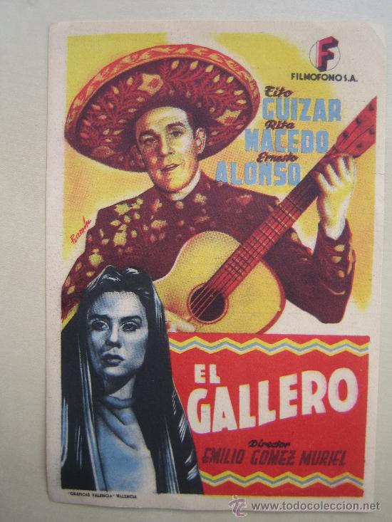 Cine: el gallero filmofono - folleto de mano original estreno