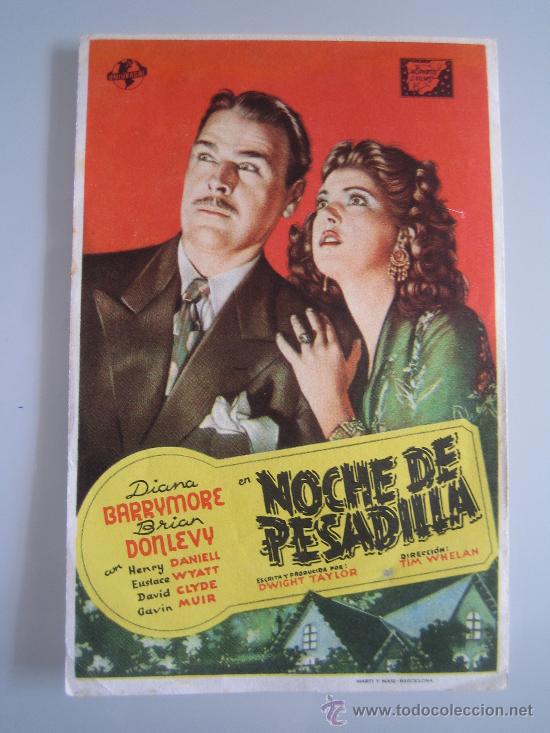 Cine: noche de pesadilla universal - folleto de mano original estreno