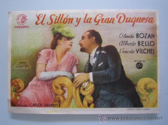 Cine: el sillon y la gran duquesa - folleto de mano original estreno