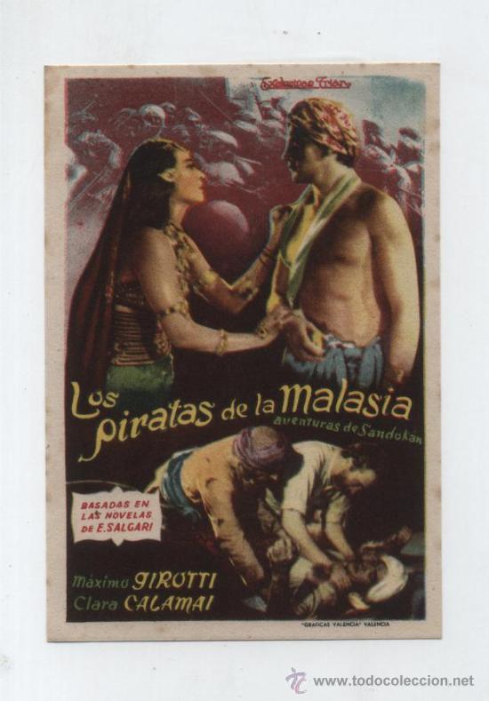  Foglietti di film di film antichi di cinema: Los Piratas de la Malasia. Sencillo de Trian.