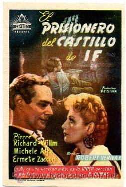 Cinema: EL PRISIONERO DEL CASTILLO DE IF  , SENCILLO, ORIGINAL , PM10465