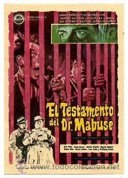 Cinema: EL TESTAMENTO DEL DR. MABUSE   , SENCILLO, ORIGINAL , PM10498