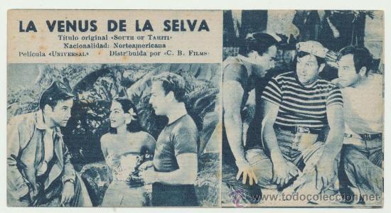Cine: La Venus de la Selva. Programa tarjeta de Universal. - Foto 1