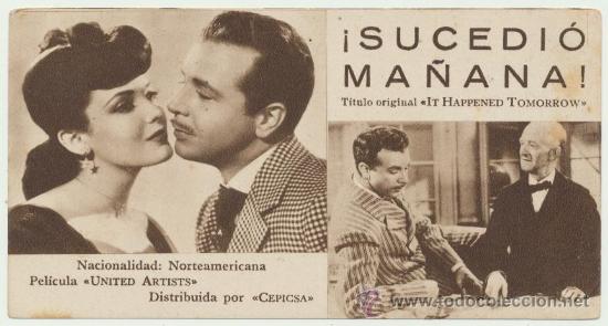 Cine: Sucedi&oacute; ma&ntilde;ana. Programa ficha de United Artists. - Foto 1