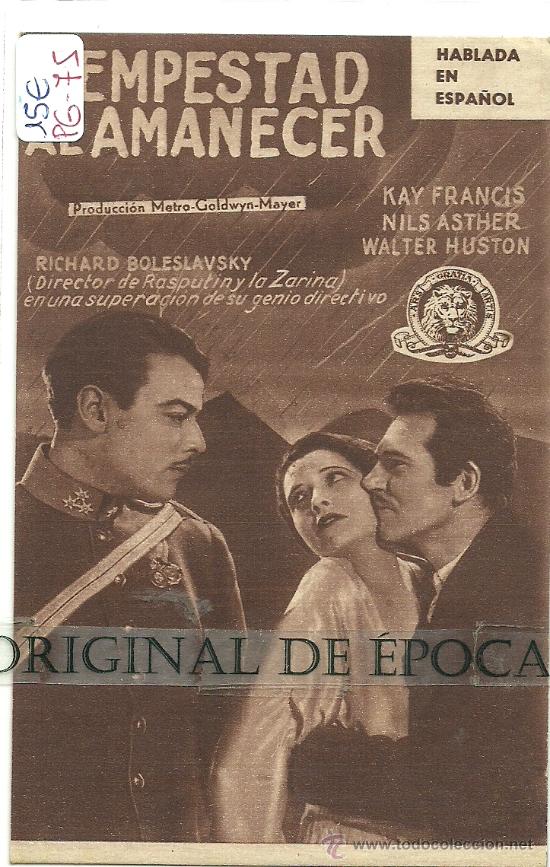 Cine: (PG-75)PROGRAMA DE CINE A&Ntilde;OS 30-TEMPESTAD AL AMANECER