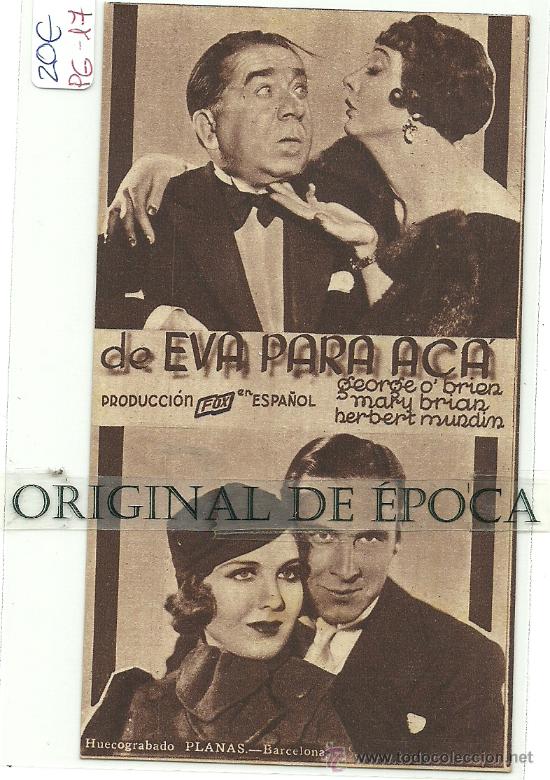 Cine: (PG-17)PROGRAMA DE CINE A&Ntilde;OS 30 - EVA PARA ACA