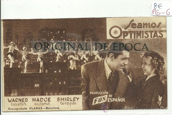 Cine: (PG-6)PROGRAMA DE CINE A&Ntilde;OS 30 - SEAMOS OPTIMISTAS