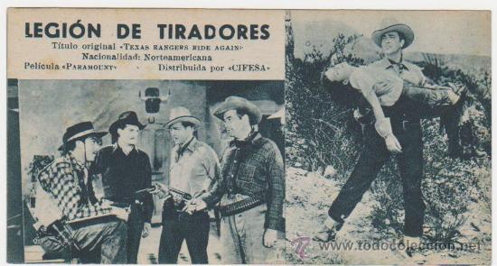 Cine: Legi&oacute;n de Tiradores. Programa ficha de Paramount. - Foto 1